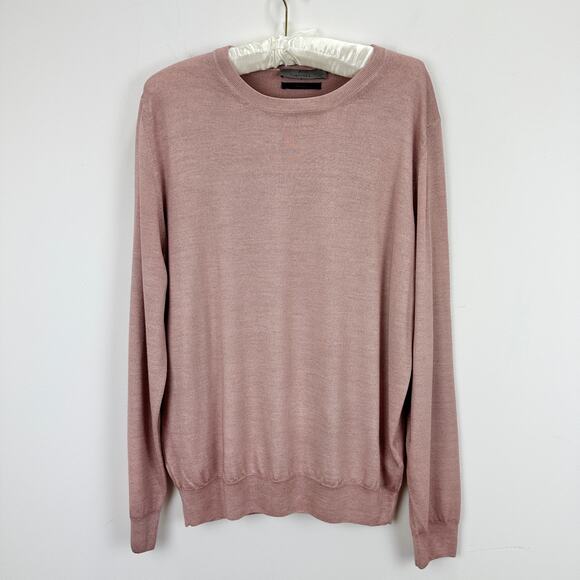 Canali Wool Silk Sweater Pullover Lightweight Crewneck Pink Long Sleeve Medium - Picture 2 of 13